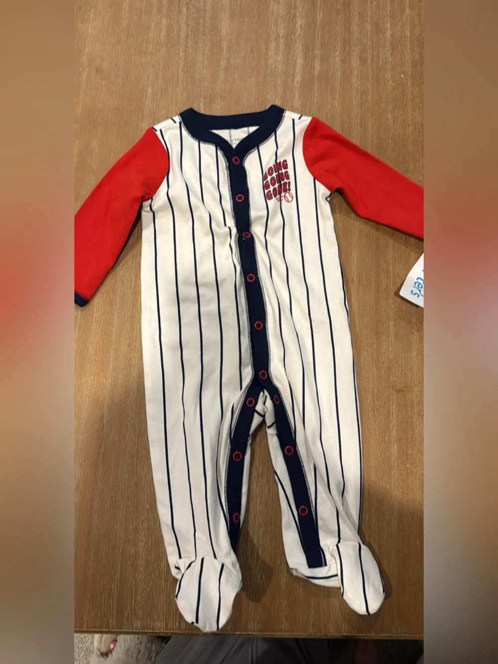 Carters NWT Red & White Striped Footed baseball  One-Piece for baby